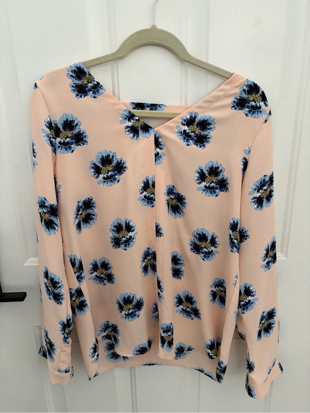 LOFT Peach Floral Long Sleeve Blouse